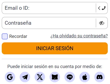 Ingresar tu correo electrónico o ID de usuario